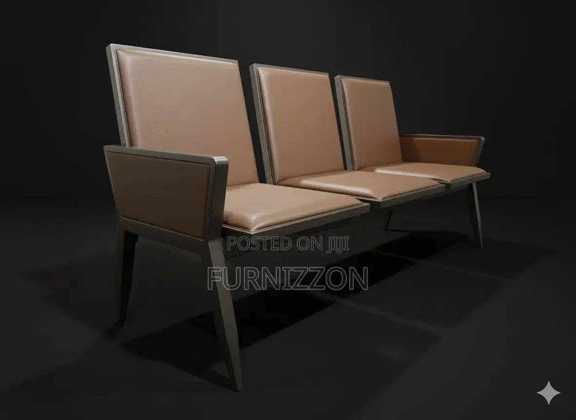 Executive 3-Seater Pu Padded Brown Bench