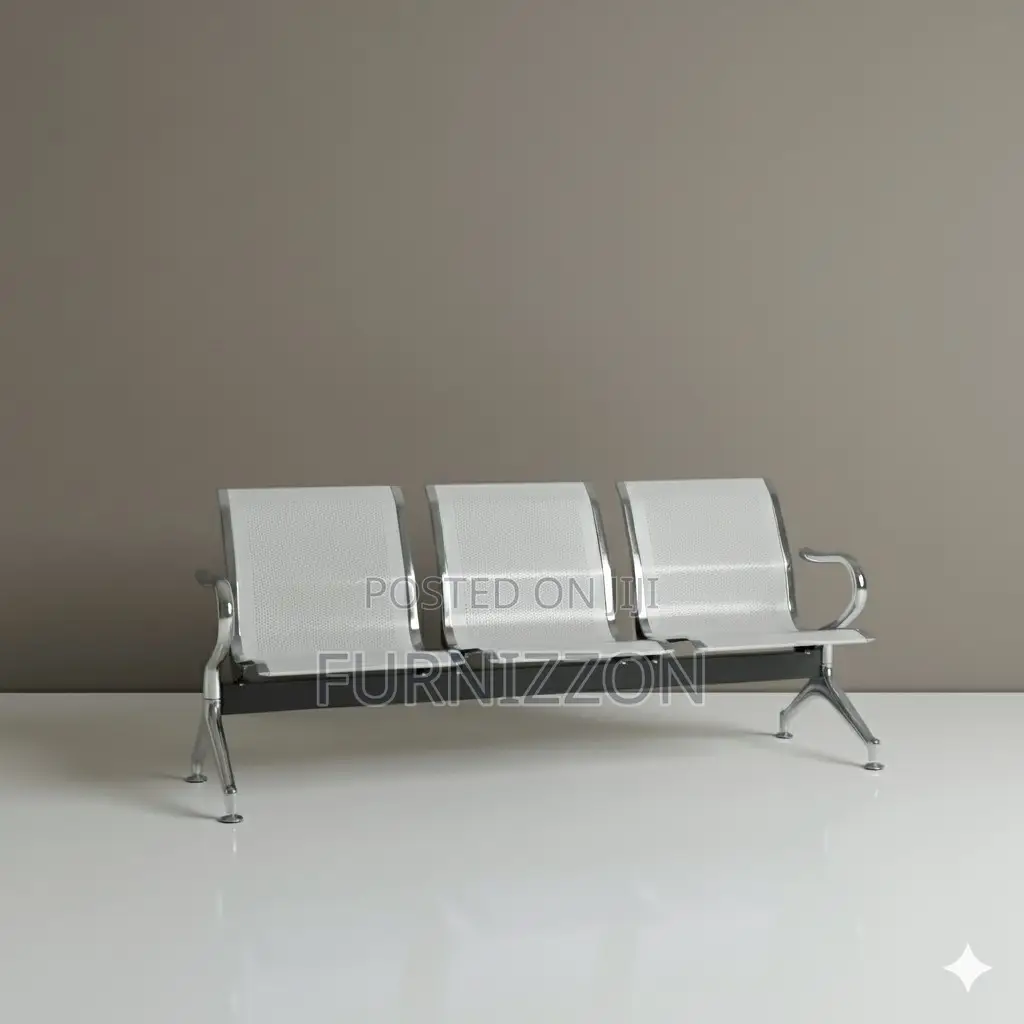 Modern Office 3-Seater Steel Waiting Bench