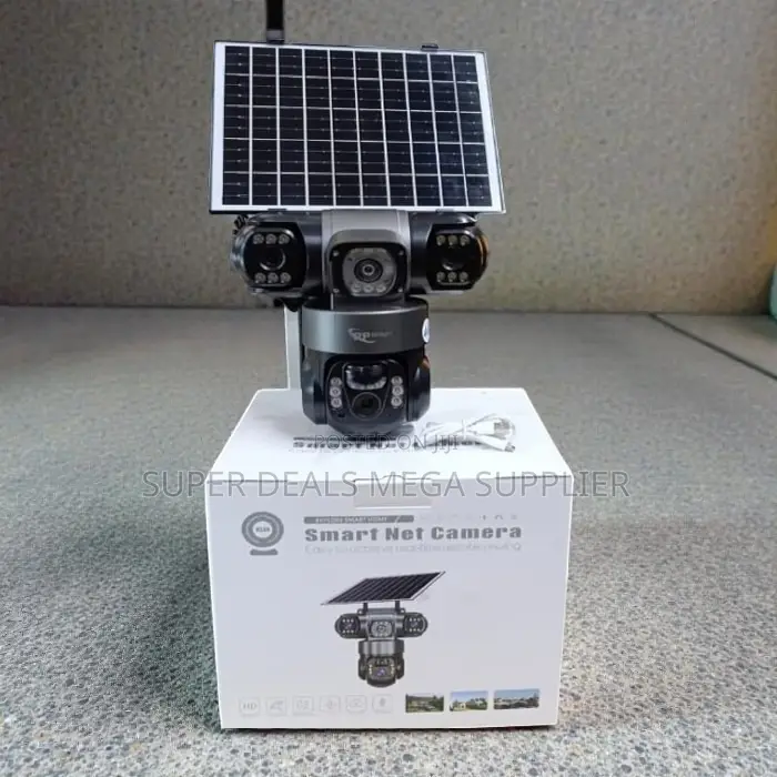 Colored Night Vision 4g PTZ Rotating Triple Lens Solar CCTV Camera