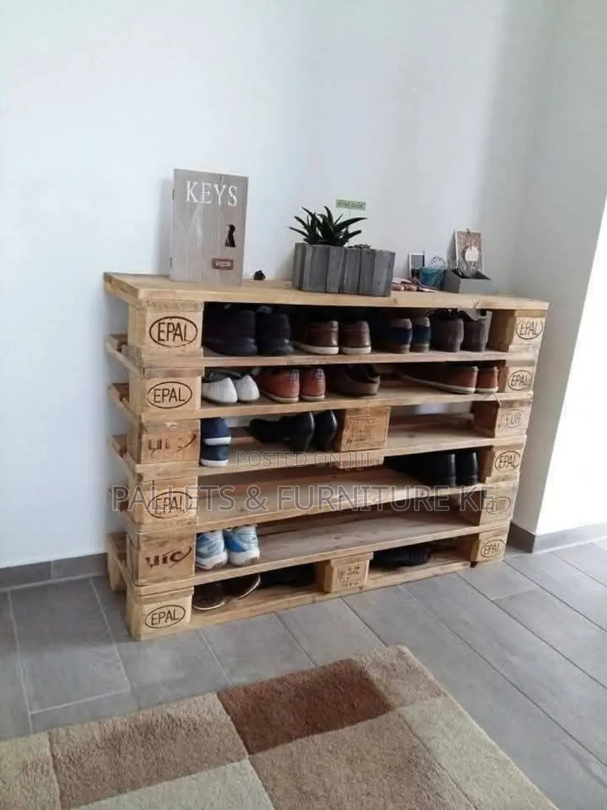 Varnished Wooden Shoe Organizer 26