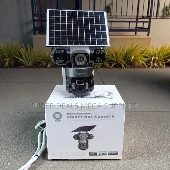 All Weatherproof 12mp 4g PTZ Rotating Triple Lens Solar CCTV Camera