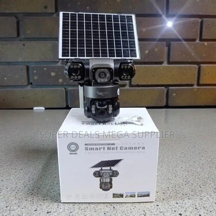 Pir Human Detection 12mp 4g PTZ Rotating Triple Lens Solar CCTV Camera