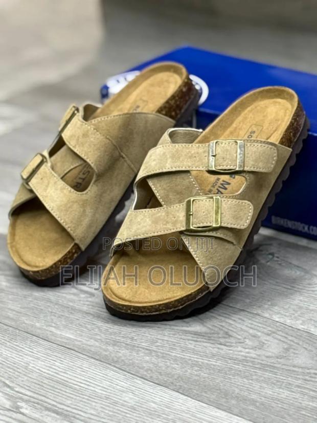 Birkenstock Sandals in a Tan/Brown Suede-Like Material