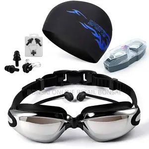4pcs Anti-Fog Swimming Goggles Set With Cap Earplugs Nose Clip