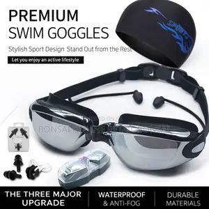 4pcs Anti-Fog Swimming Goggles Set With Cap Earplugs Nose Clip