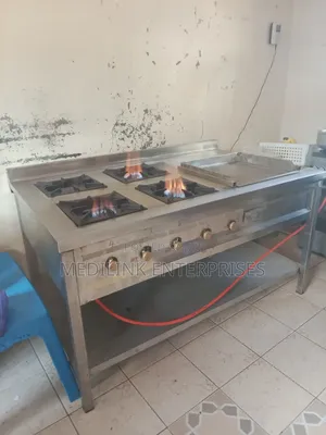 Stainless Combined Cooker (4-Burner and Grindle)