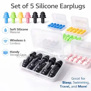 5 Pair Silicone Earplugs Waterproof Anti-Noise for Sleeping Swimming