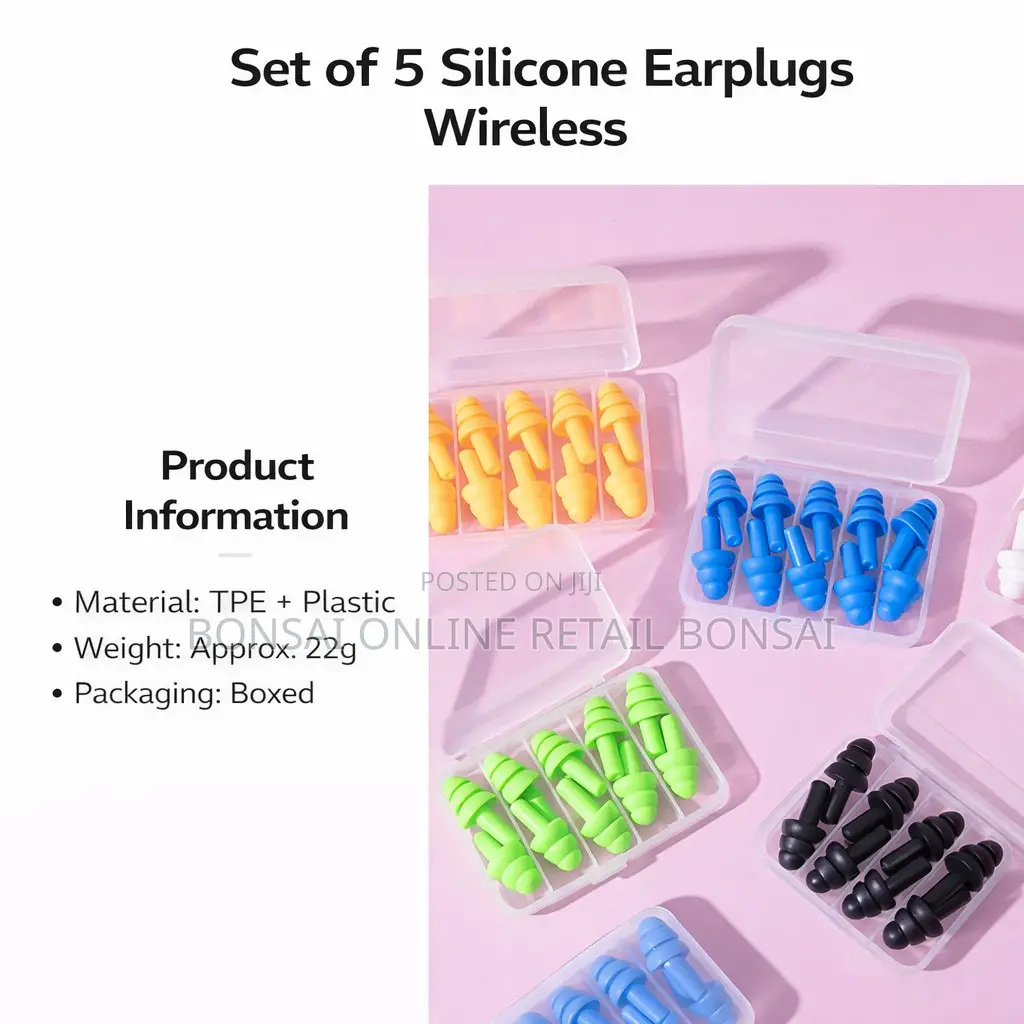 5 Pair Silicone Earplugs Waterproof Anti-Noise for Sleeping Swimming