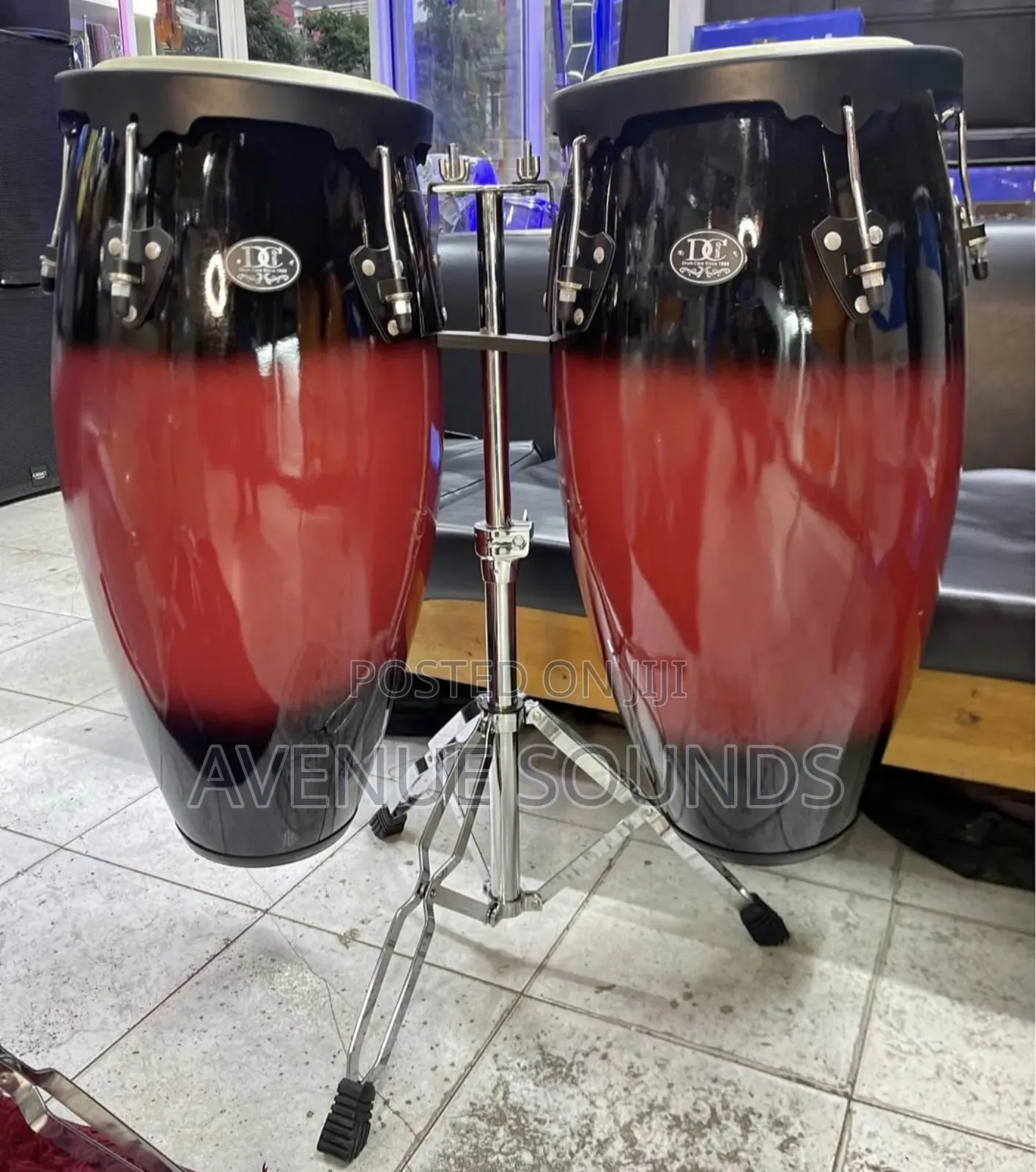 Pair Of Conga Drums With A Double Stand