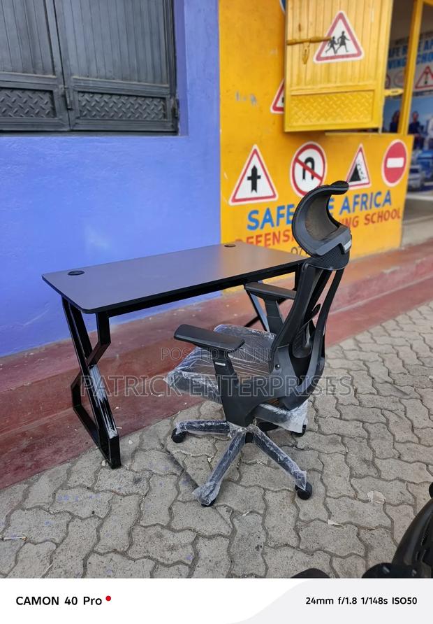 1.2 Mtrs Metallic Office/Study Desk + Ergonomic High Back Office Chair - thumbnail 2
