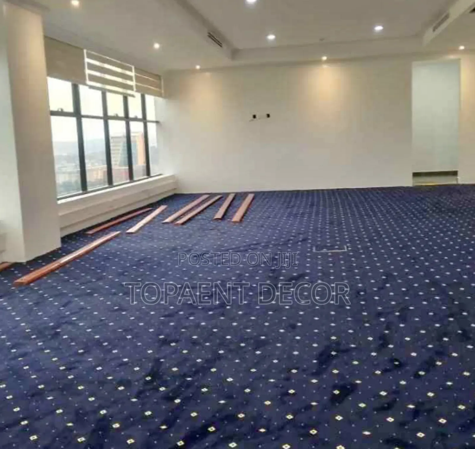 12mm Fluffy, Presidential Blue Dotted Wall To Wall Carpets