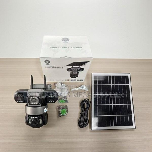 Energy Saving 12mp 4g Ptz Rotating Triple Lens Solar Cctv Camera