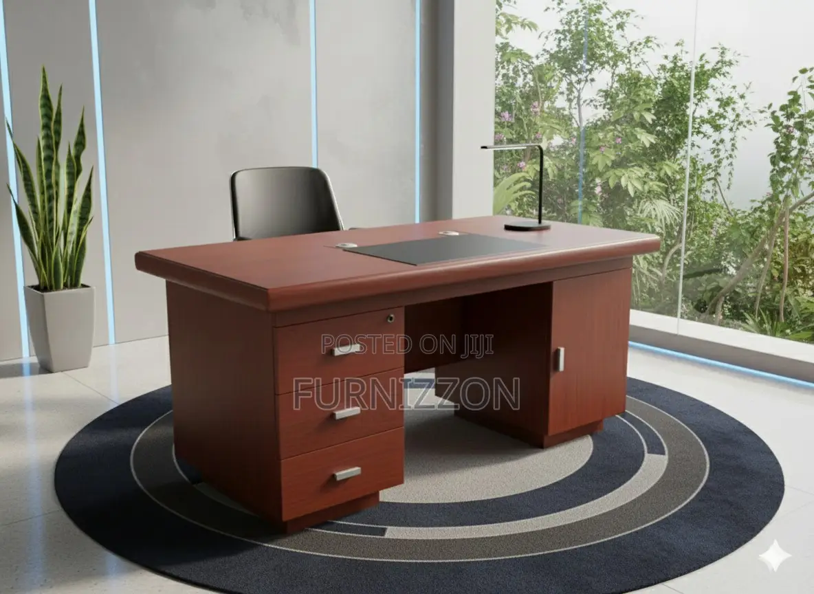 Space-Saving Wooden Office Desk With Drawers