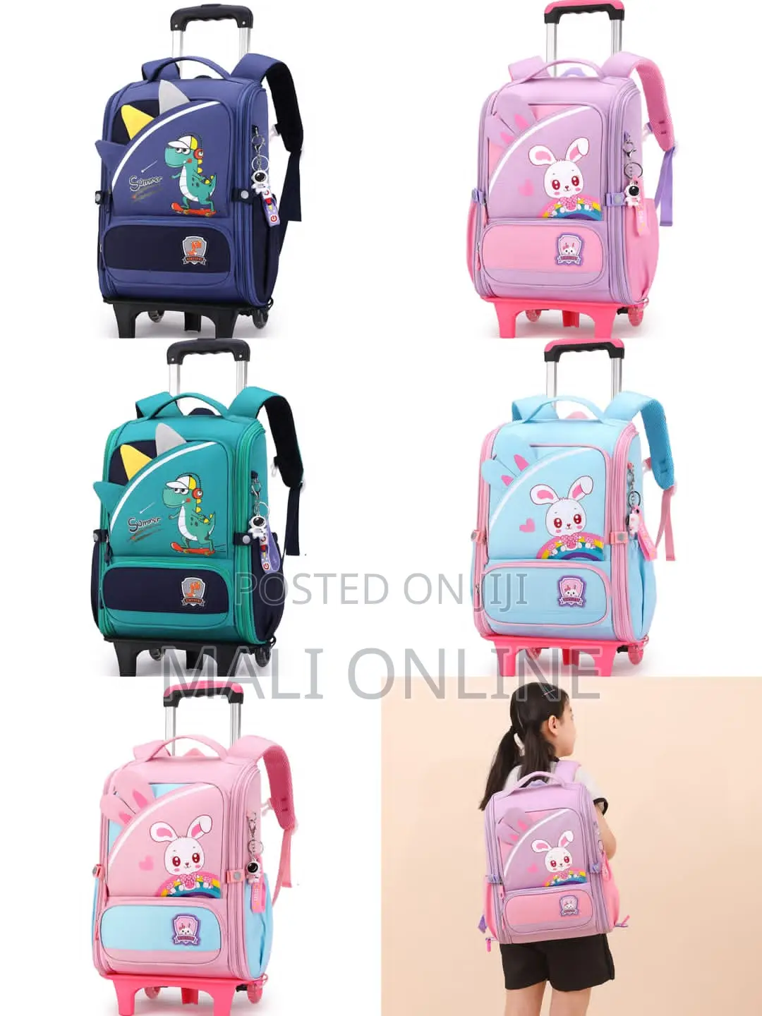Kids Backpack Trolley School Bag With Wheels Waterproof Bookbag