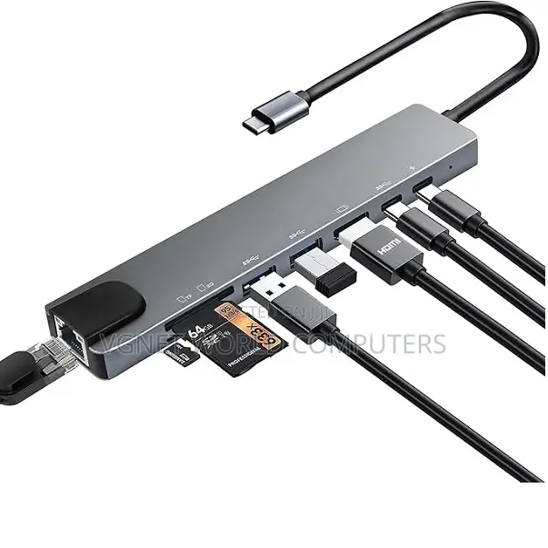 Type -C Adapter 8 in 1 Hub Adapter, Usb C Hdmi, Ethernet, Usb 3.0,