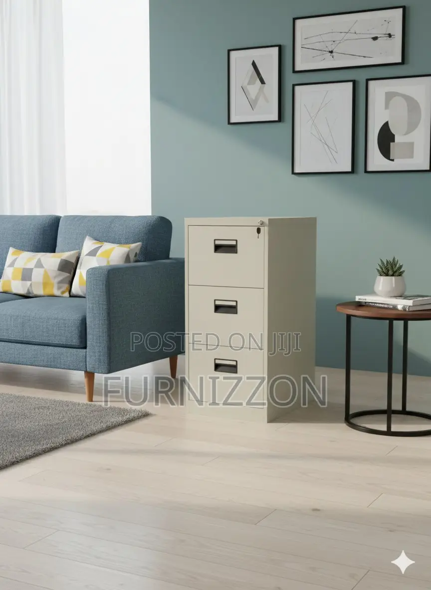 Stylish 3-Drawer Metallic Office Storage Cabinet