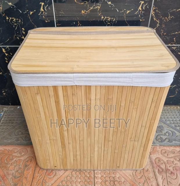 *3 Grid Foldable Bamboo Laundry Basket - thumbnail 2