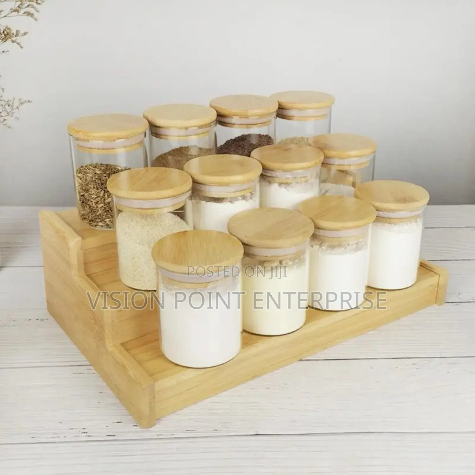12pcs Glass Spice Jars With Bamboo Lid