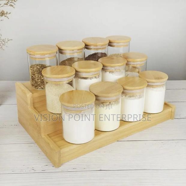 12pcs Glass Spice Jars With Bamboo Lid - main view