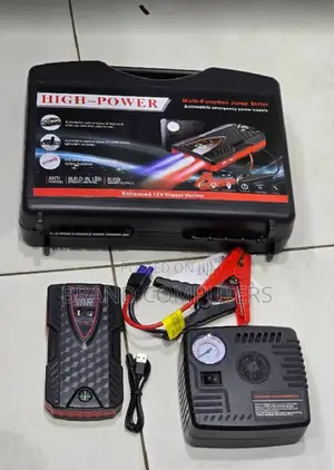 Portable High-Capacity Jump Starter With Air Pump