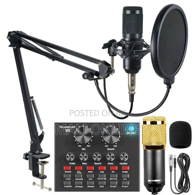 Condenser Microphone Kit V8 Sound Card Podcast Karaoke Live Streaming