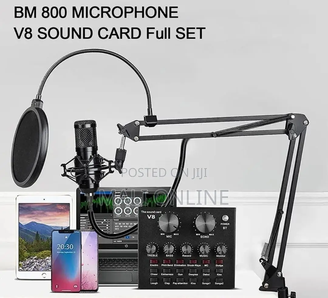 Condenser Microphone Kit V8 Sound Card Podcast Karaoke Live Streaming