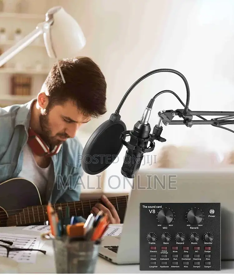 Condenser Microphone Kit V8 Sound Card Podcast Karaoke Live Streaming
