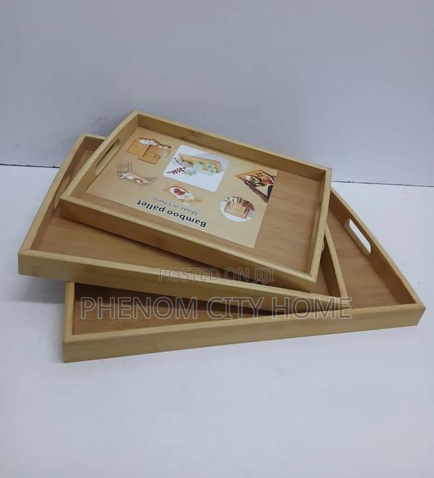 Quality 3pc Bamboo Serving Tray - thumbnail 2