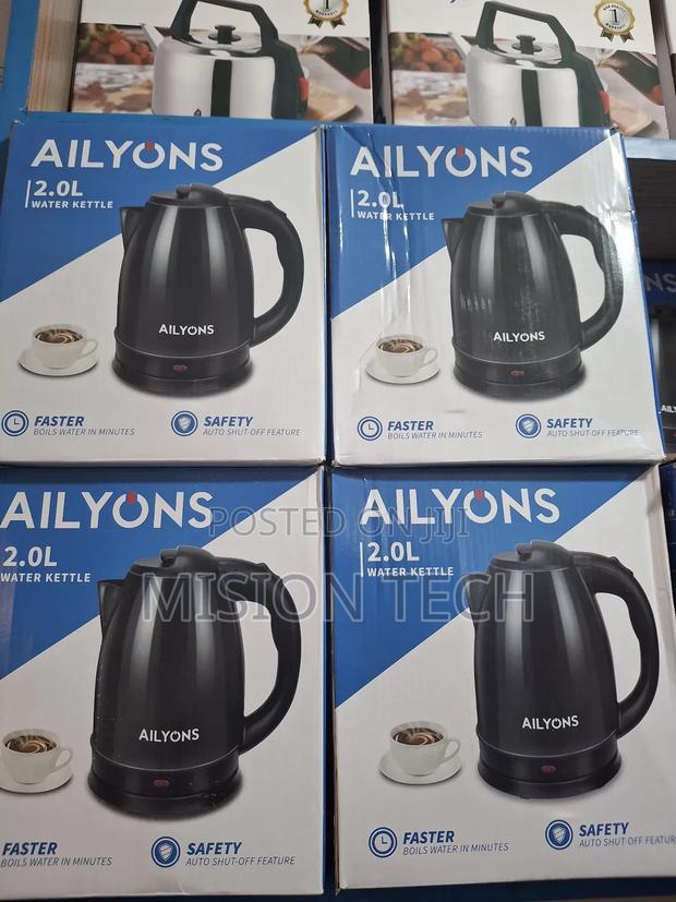 Ailyons Fk-0309 2.0l Black Stainless Steel Electric Kettle.