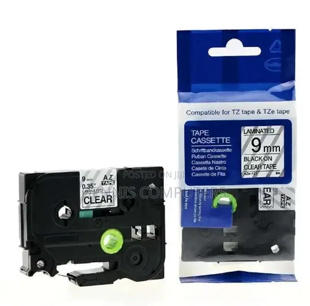 Brother Laminated 9mm TZC-S121 Black on Clear Label Cartridge Compatib