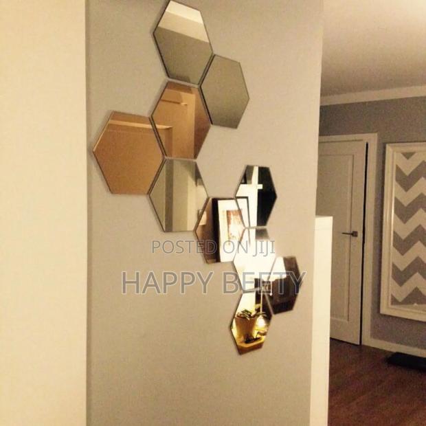 12 PCS Hexagon Mirror Surface Wall Stickers - thumbnail 2