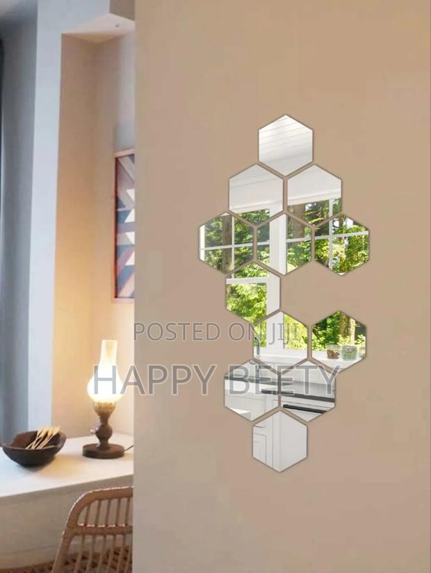 12 PCS Hexagon Mirror Surface Wall Stickers - thumbnail 3