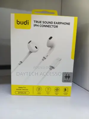 This Is a Budi Ep20lw Wired Earphone With a Lightning Connector.