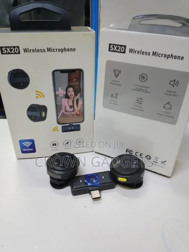 Sx20 Wireless Clip-on Microphone 2tx 1rx Noise Cancel