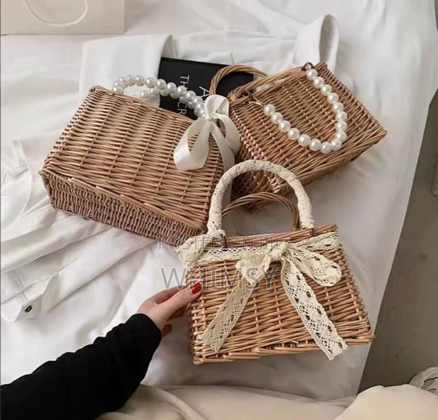 Wicker Straw Square Beach / Casual Purse - main view