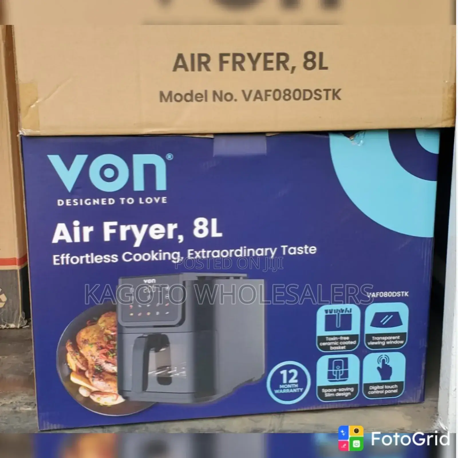 Von 8 Litres Digital Slim Design Airfryer