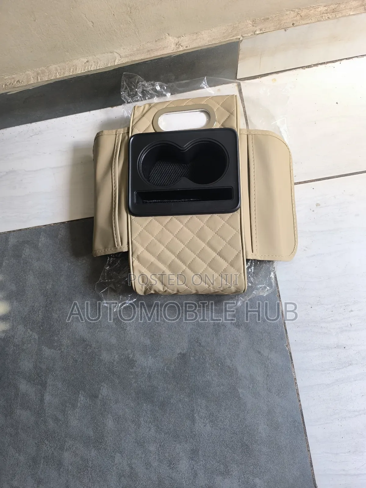 Car Armrest Organiser Beige | Centre Console Storage Box-Universal Fit