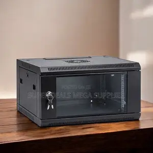 4u Wall Mount Data Cabinet Lockable Glass Door and Adjustable Profiles