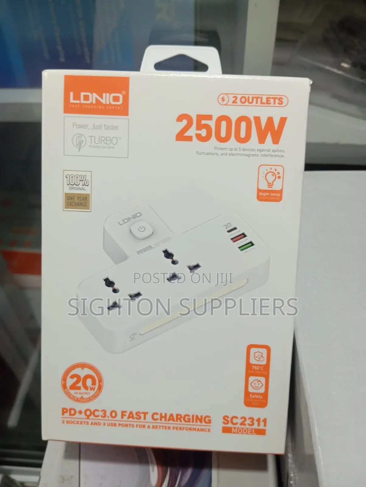 Ldnio Sc2311 3-Port Usb Charger Extension 2 Sockets Power Strip 20w
