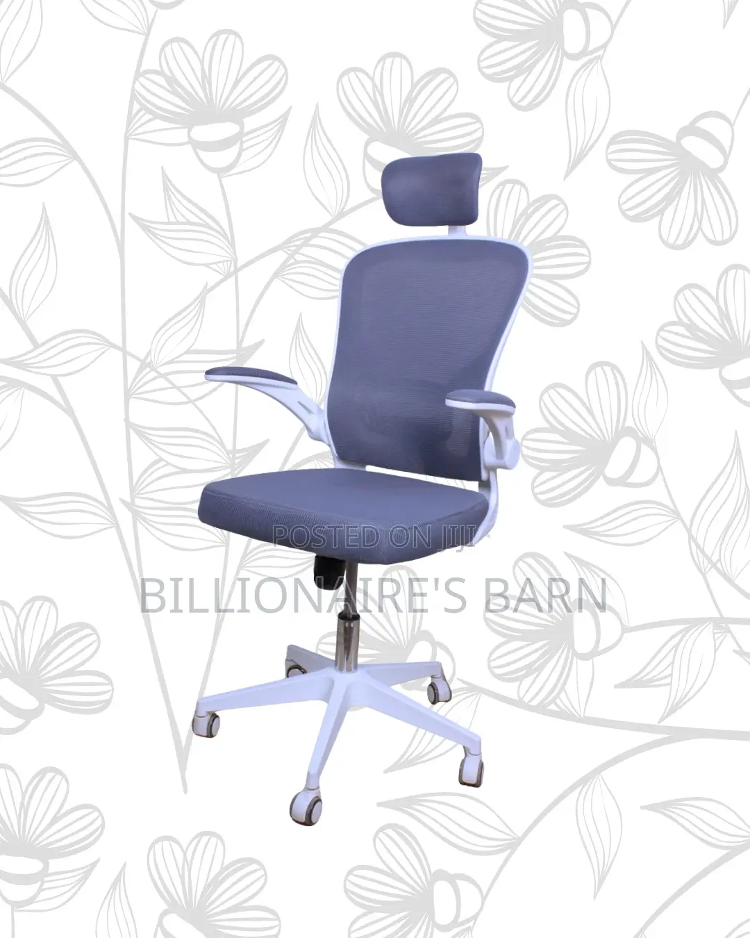 White Ergonomic Office Chair—Office-Ready Style, Neck Support Headrest