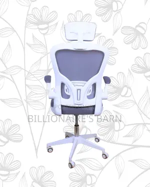 White Ergonomic Office Chair—Office-Ready Style, Neck Support Headrest