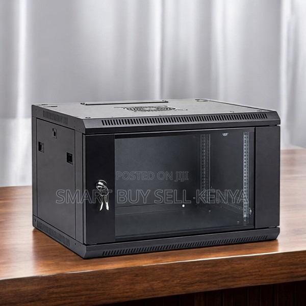 6u Wall Data Cabinet, Glass Front Door Removable Side Covers
