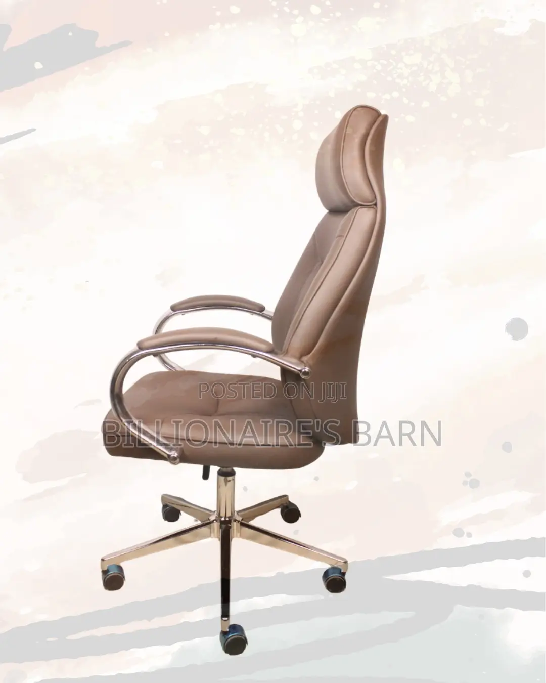 Brown High-Back Executive Chair | Smooth Movement, Strong Chrome Base