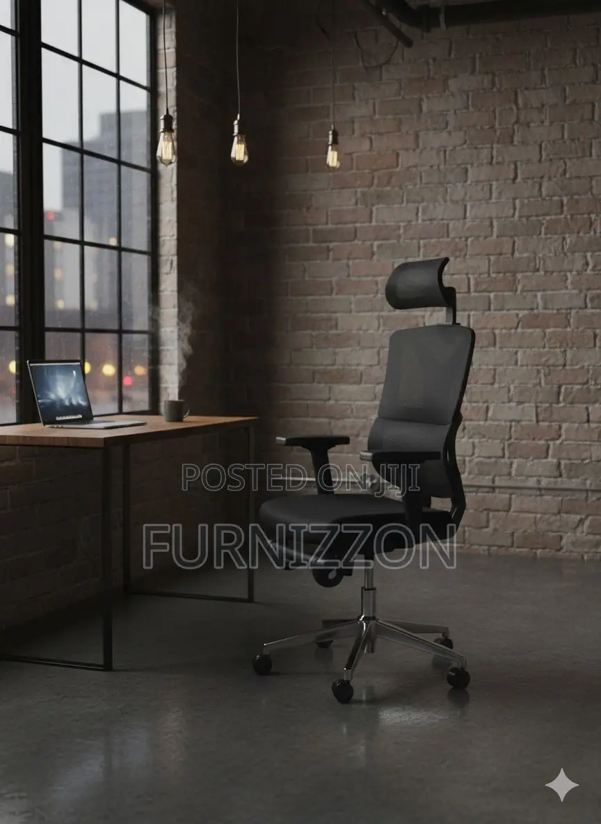 Adjustable Black Mesh Ergonomic Office Chair With Headrest