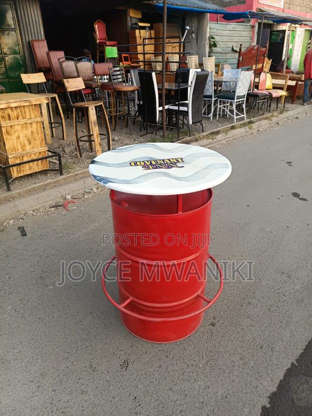 Bar Drum Table Red, With White Branded Table , - main view