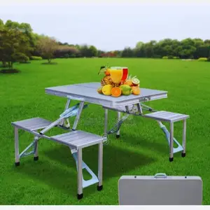 Portable Folding Aluminum Picnic Table With Benches