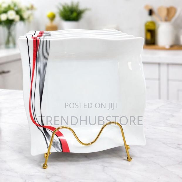 Price Drop! 6pcs Square Melamine Dinner Plates Durable Stylish - main view