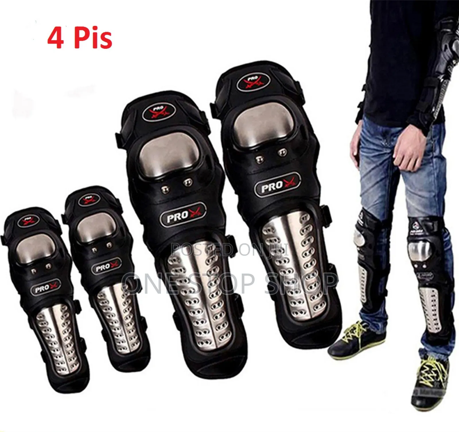 4in1 Stainless Steel Knee Guard With Elbow Pads for Bikers