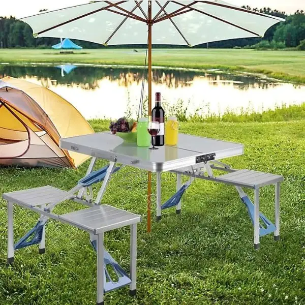 Lightweight Aluminum Folding Table With 4 Seats