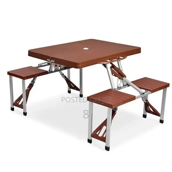 4-Seater Outdoor Folding Picnic Table Set – Lightweight Aluminum